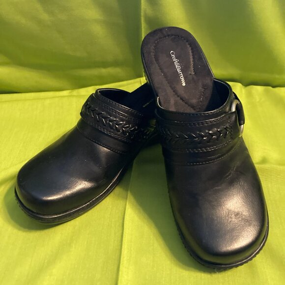 NWOT Croft & Barrow "Laurie Black" Leather clogs - Picture 1 of 4